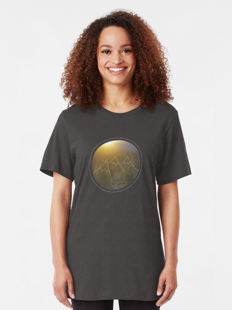 Alternate view of Mountain sunrise in Winter Slim Fit T-Shirt