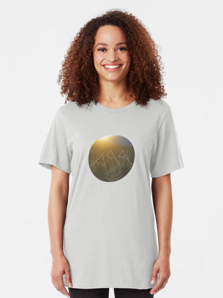 Alternate view of Mountain sunrise in Winter Slim Fit T-Shirt
