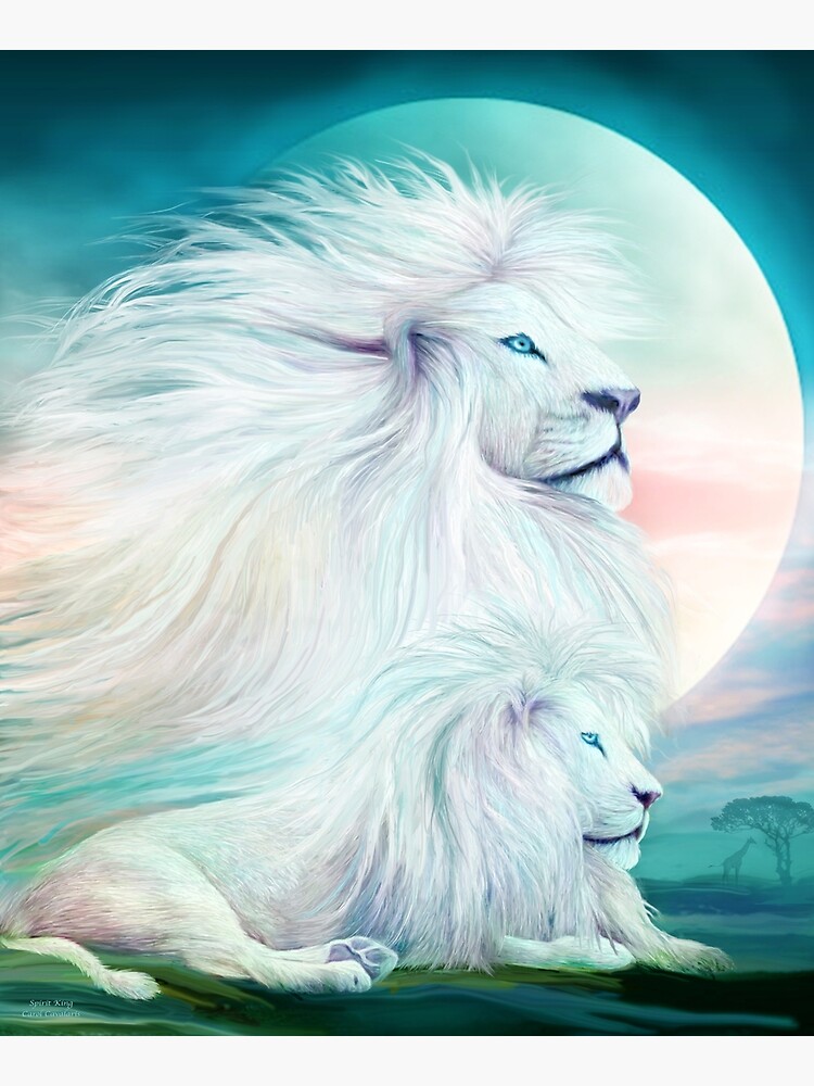White Lion Spirit King Greeting Card By Carolcavalaris Redbubble