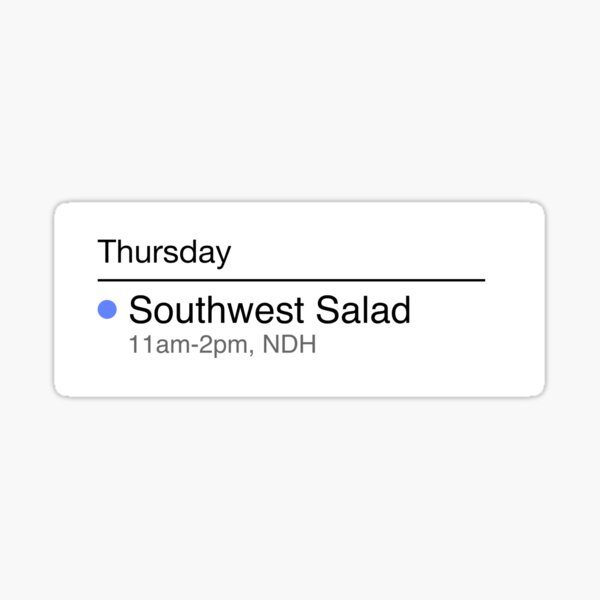Item preview, Southwest Salad Calendar Sticker designed and sold by bakeddozen.