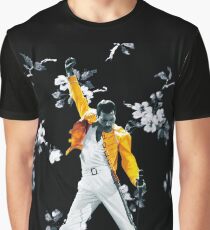 Fredddie Mercury Yellow Jacket in Flowers Graphic T-Shirt