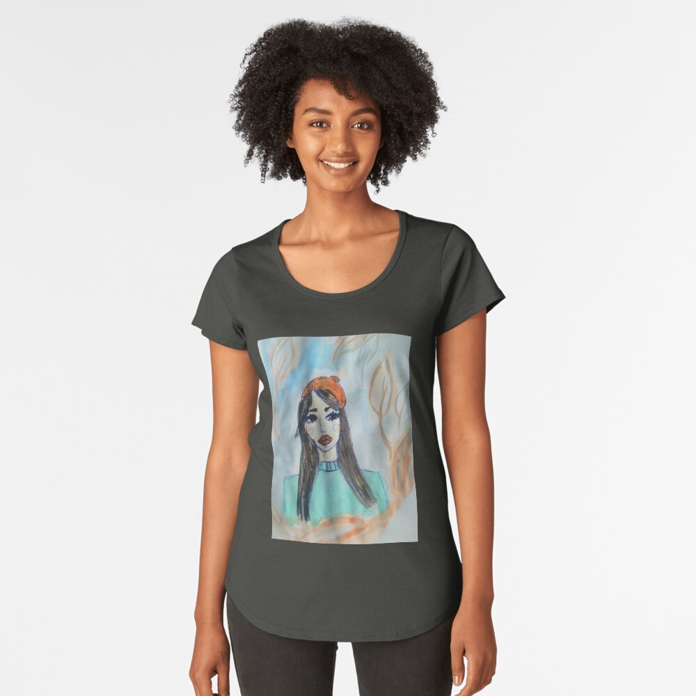 Red Lips Fashion Illustration Premium Scoop T-Shirt