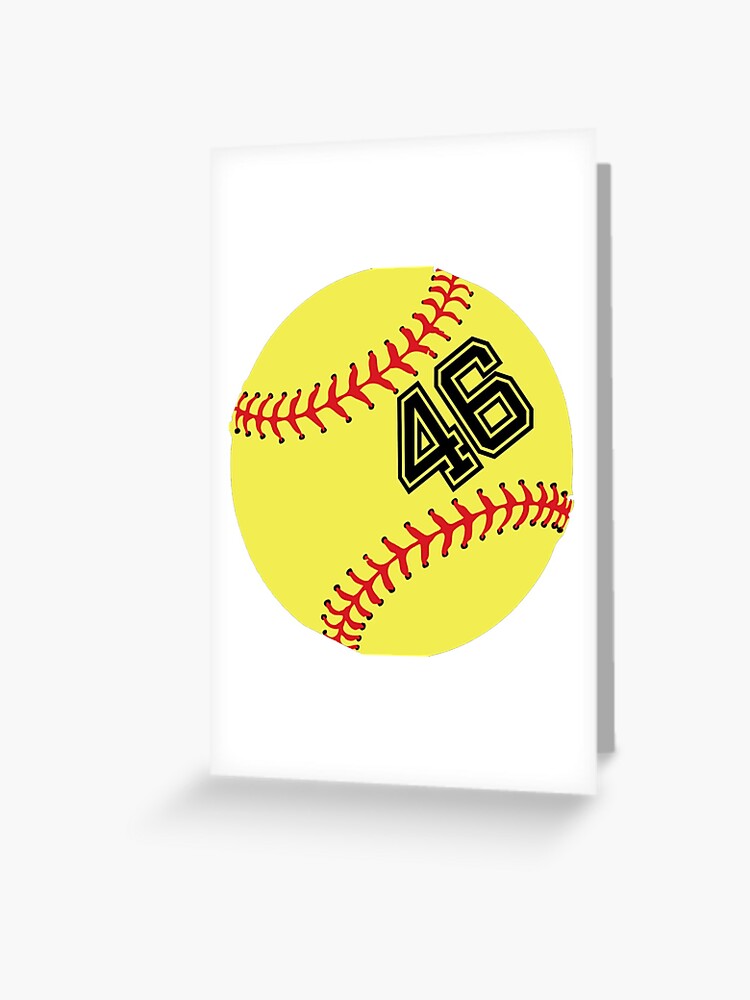 Softball Player Gifts Jersey No 46 Back Number 46 Ball Sport Sticker Gift Greeting Card By Theshirtinator Redbubble