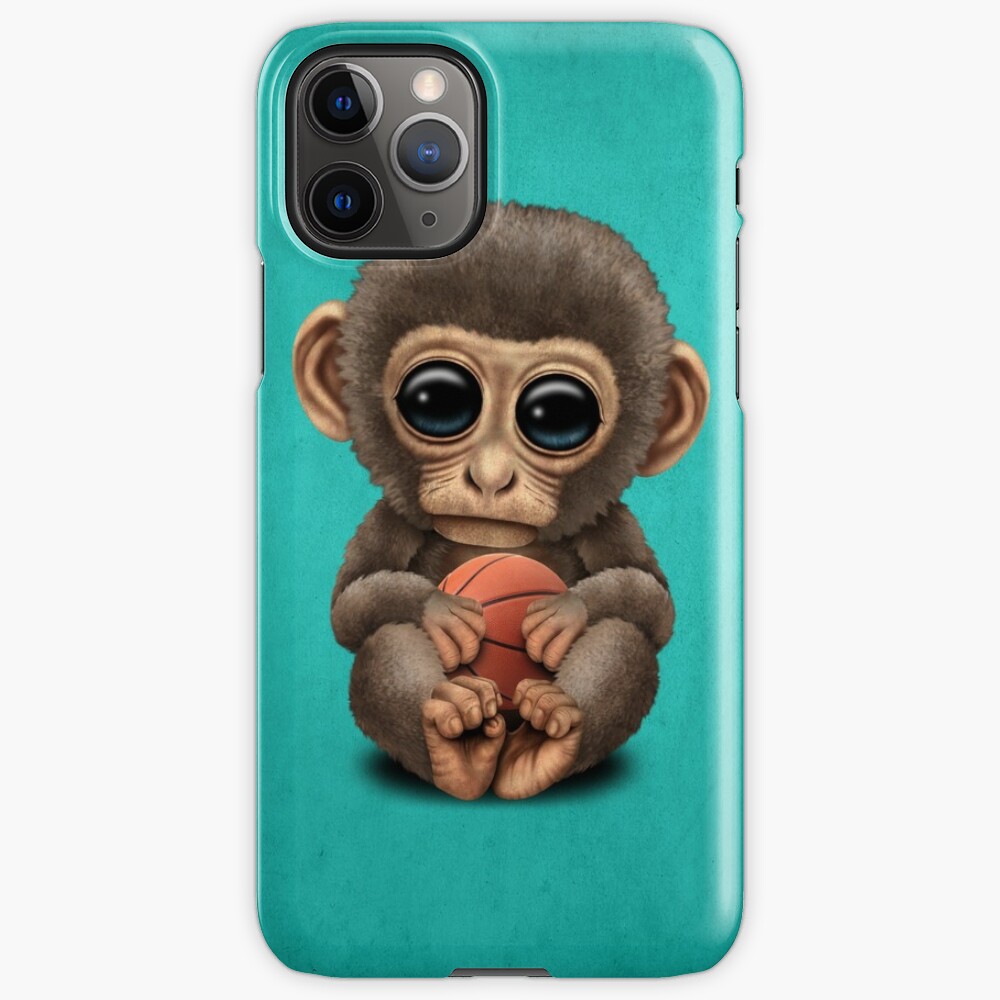 "Cute Baby Monkey Playing With Basketball" iPhone Case ...