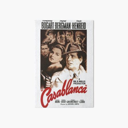 Affiche classique du film Casablanca Impression rigide
