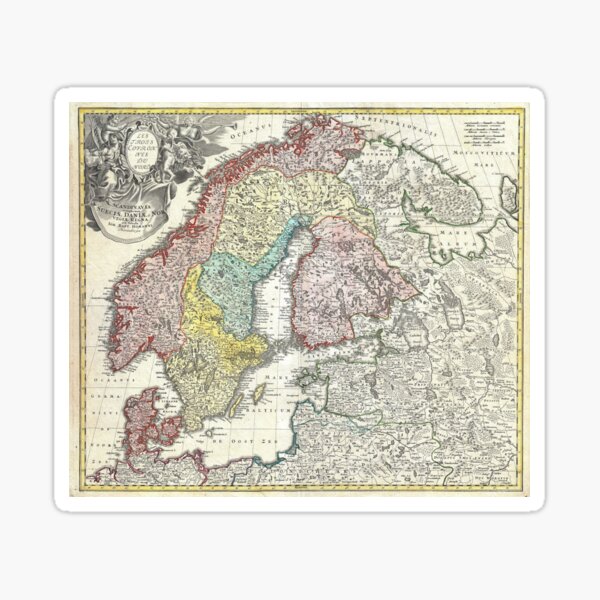 Old map of Scandinavia Sticker