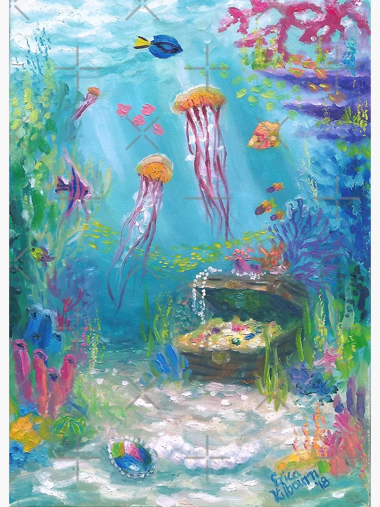 Underwater Ocean Painting with colorful coral on 11x14 Canvas, Under –  Janelle's Acrylic Art