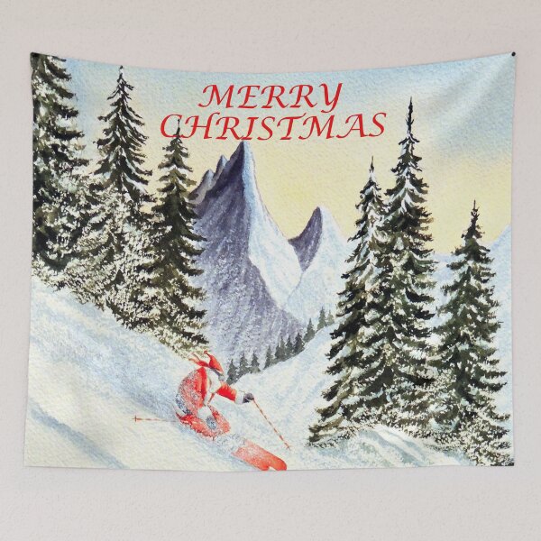 Item preview, Skiing Santa with Merry Christmas Greeting designed and sold by William Holkham.
