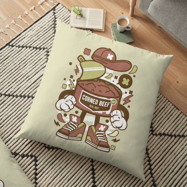Corned Beef Cartoon Character - Fun illustration for corned beef Lovers ! Floor Pillow