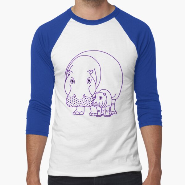 Mommapotamus and Babapotamus Baseball ¾ Sleeve T-Shirt