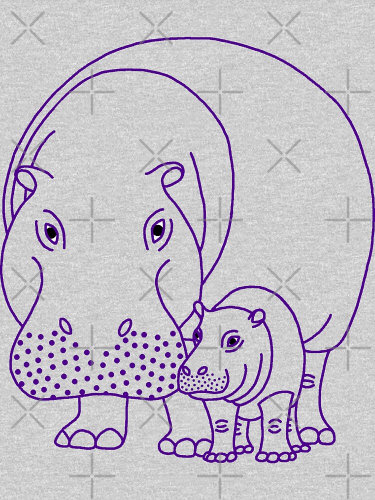 Aperçu 5 sur 5. Sweat à capuche épais avec l'œuvre Mommapotamus and Babapotamus créée et vendue par Hippopottermiss.
