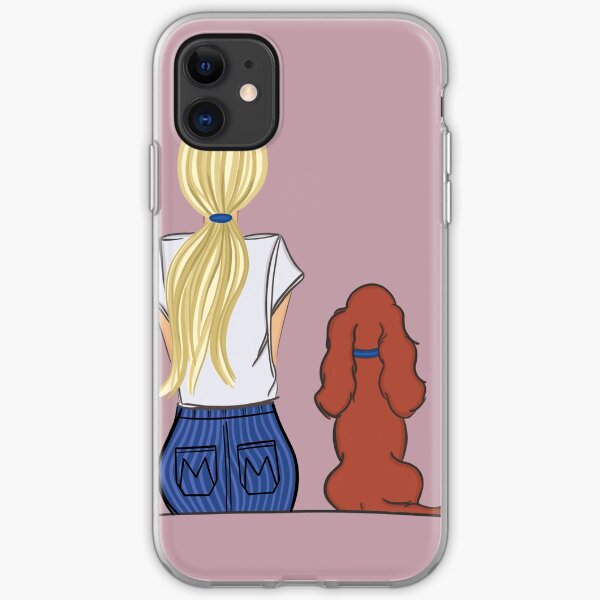Blonde Girl & Ruby Cavalier King Charles Spaniel iPhone Soft Case