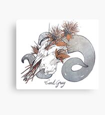 MorbidiTea - Earl Grey with Ram Skull Metal Print