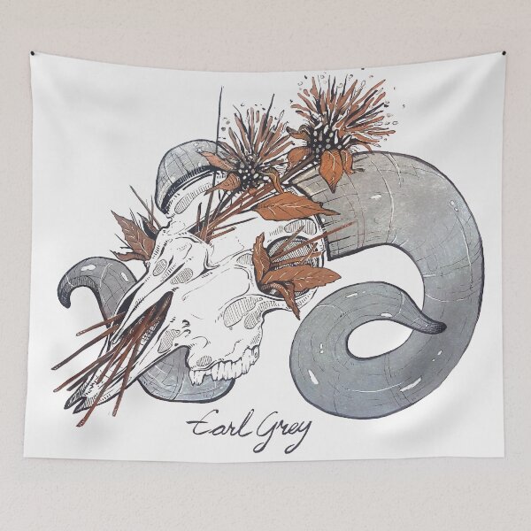 Item preview, MorbidiTea - Earl Grey with Ram Skull designed and sold by MicaelaDawn.