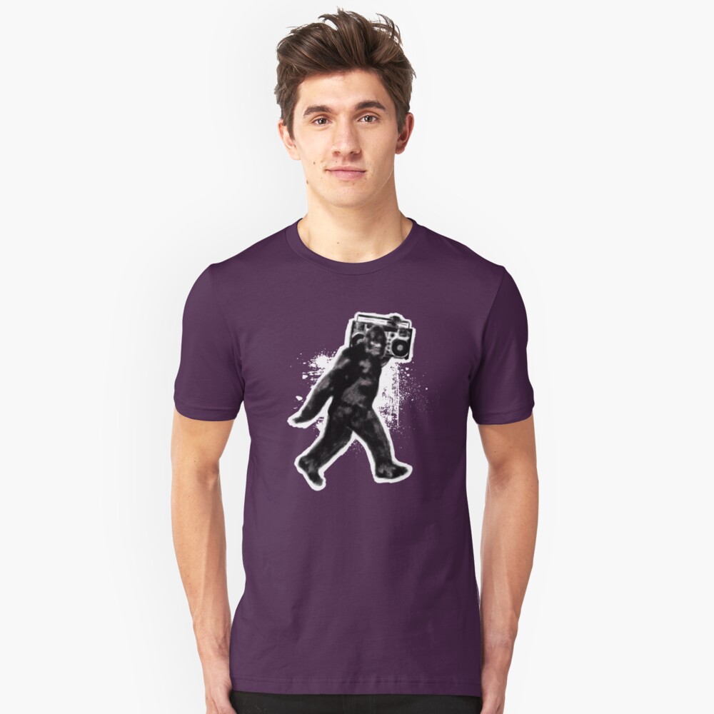 Bigfoot Sasquatch Yeti Boombox Dance Slim Fit T-Shirt