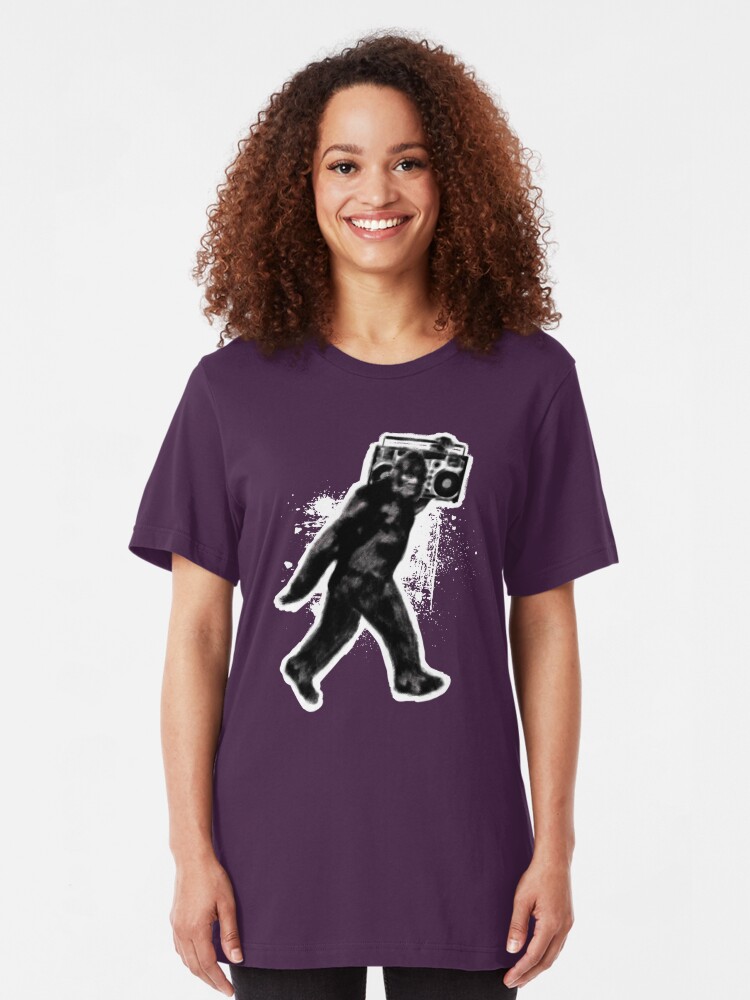 Alternate view of Bigfoot Sasquatch Yeti Boombox Dance Slim Fit T-Shirt