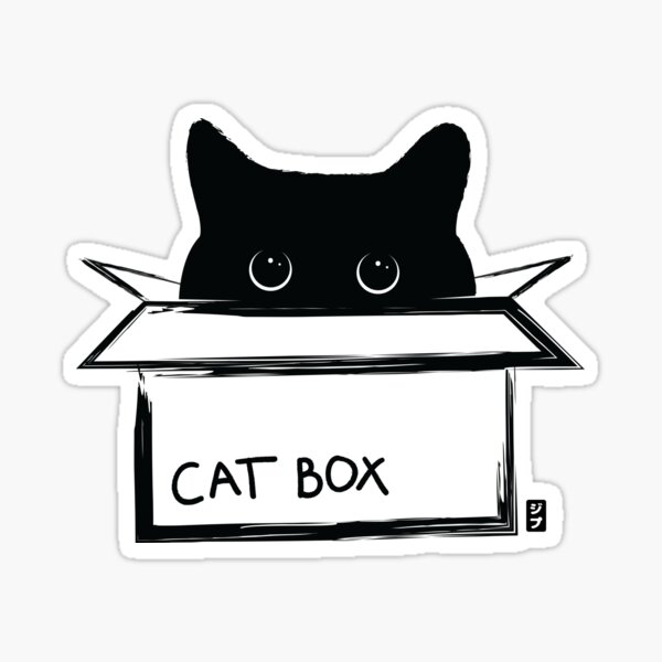 "Cat box a cat in a box" Sticker for Sale by geep44 Redbubble