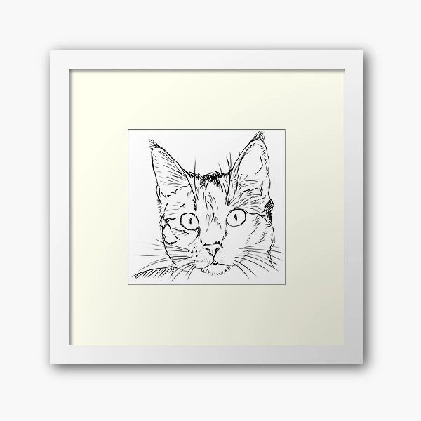 Simple Black and White Cat Sketch with White Eyes | MUSE AI