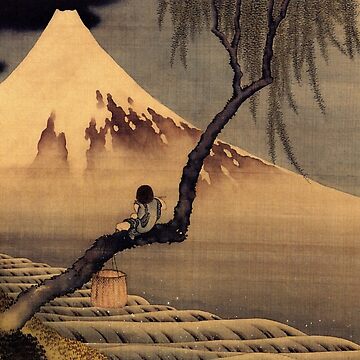 Artwork thumbnail, 'Boy In Front Of Fujiama' by Katsushika Hokusai (Reproduction) by Classic Visions Gallery