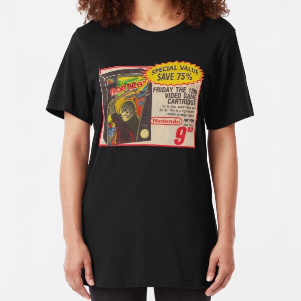 Friday the 13th Video Game Cartridge Vintage Nintendo Advert Slim Fit T-Shirt