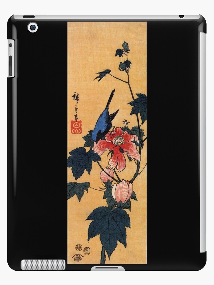 Funda y vinilo para iPad «Pájaro en una flor de hibisco por Utagawa  Hiroshige (Reproducción)» de RozAbellera | Redbubble