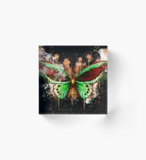 Butterfly green realistic watercolor painted Acrylic Block