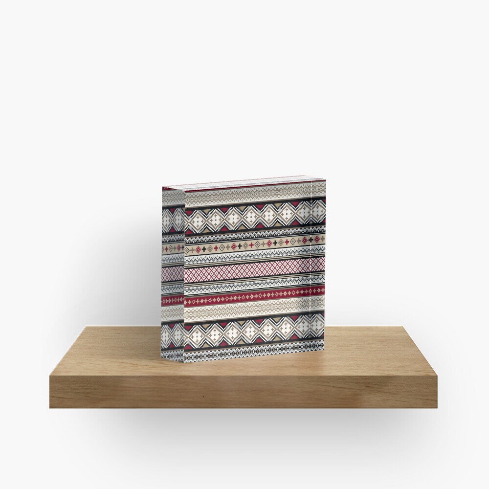Fair Isle Christmas - warm Acrylic Block