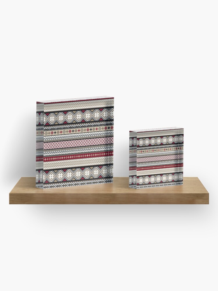 Alternate view of Fair Isle Christmas - warm Acrylic Block