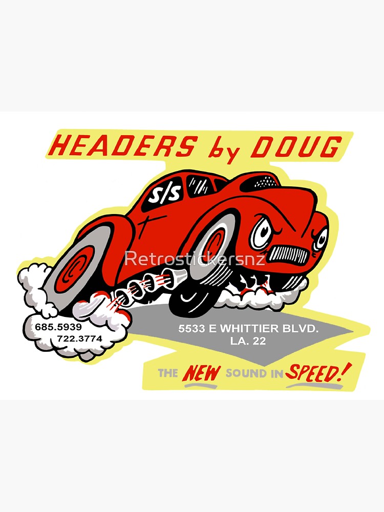 "Headers by Doug" Sticker for Sale by Retrostickersnz Redbubble