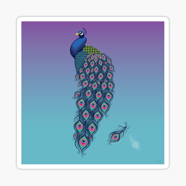 Colorful Peacock with Feathers Sticker