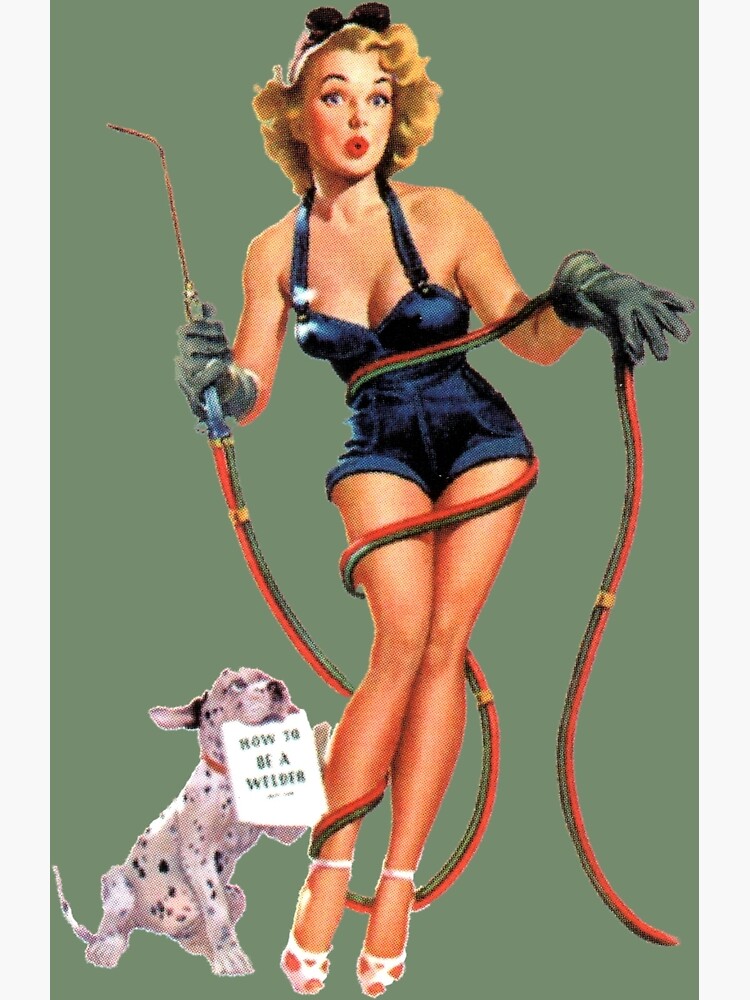 Vintage Sexy Welder Pinup Girl Greeting Card By Hilda74 Redbubble