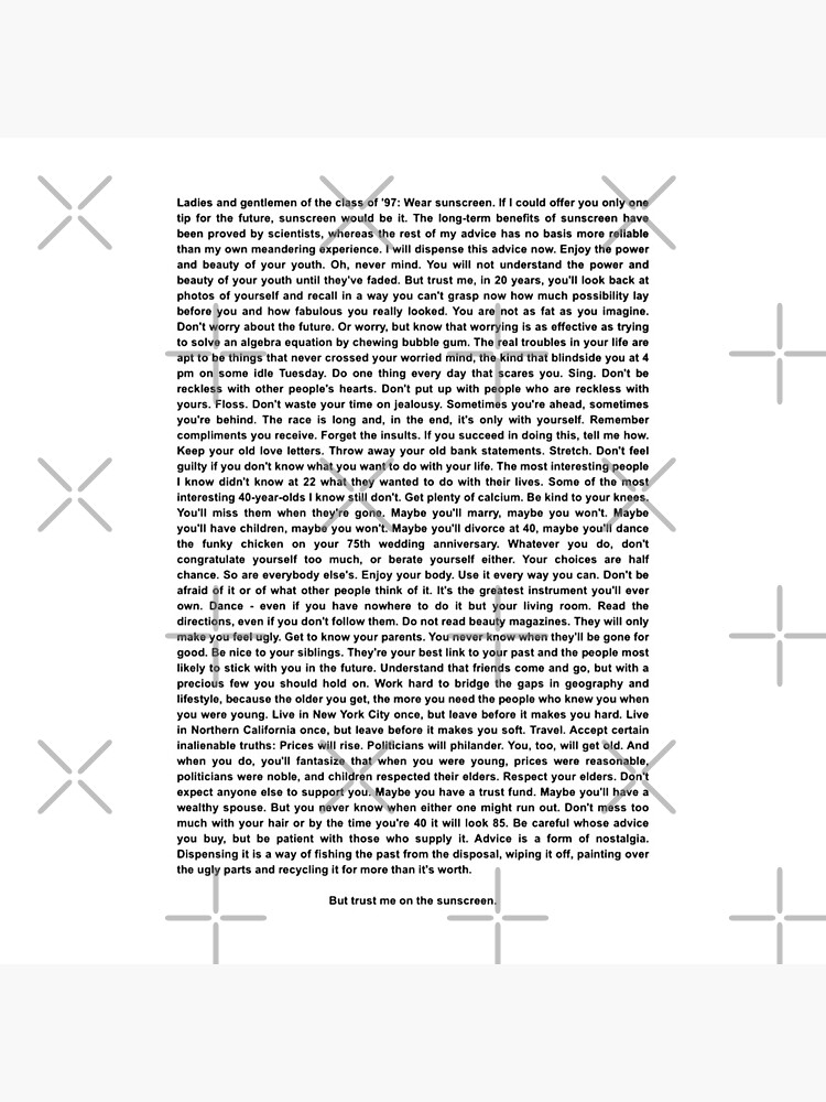 Wear sunscreen speech song picture