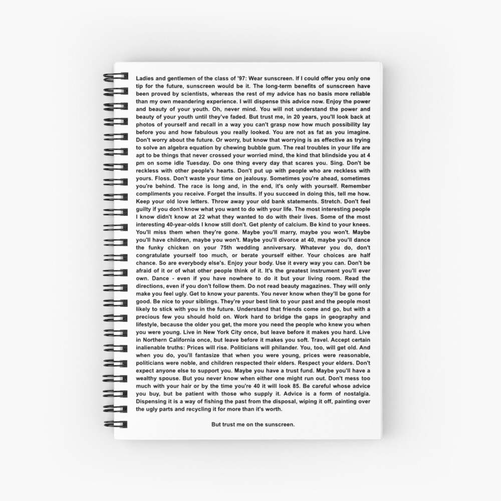 Wear sunscreen graduation speech picture