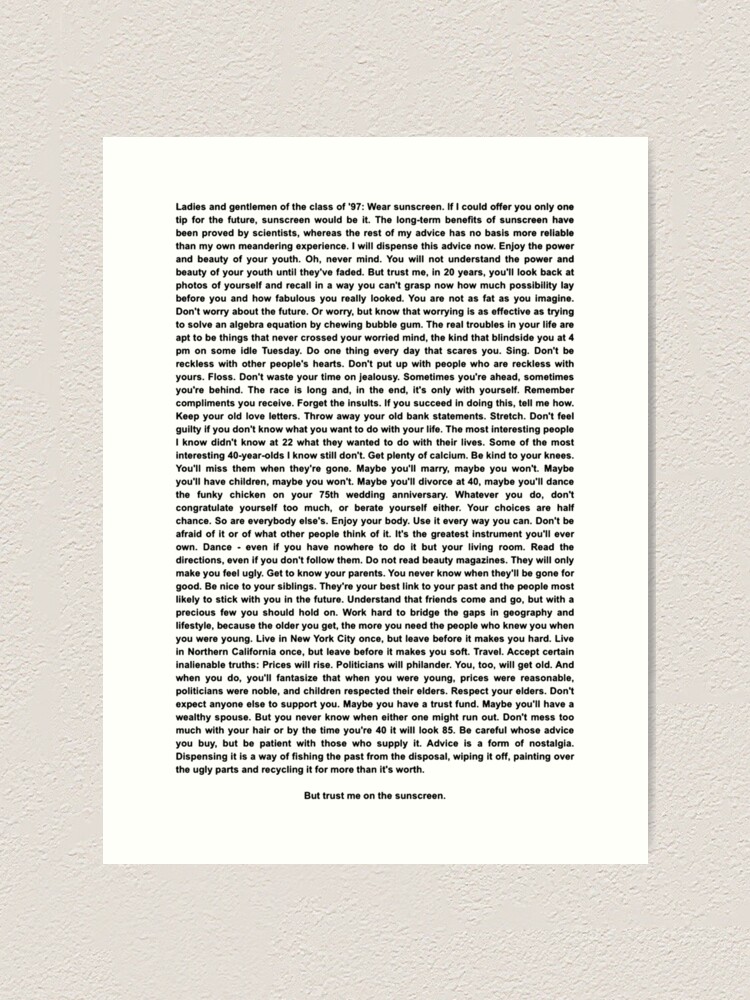 Wear sunscreen speech printable image