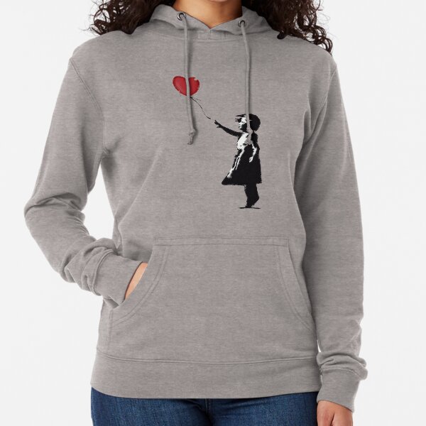 Banksy Girl with heart balloon graffiti street art Balloon Girl HD HIGH QUALITY ONLINE STORE Lightweight Hoodie
