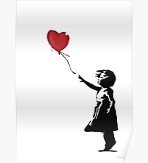 Banksy Girl with heart balloon graffiti street art Balloon Girl HD HIGH QUALITY ONLINE STORE Poster