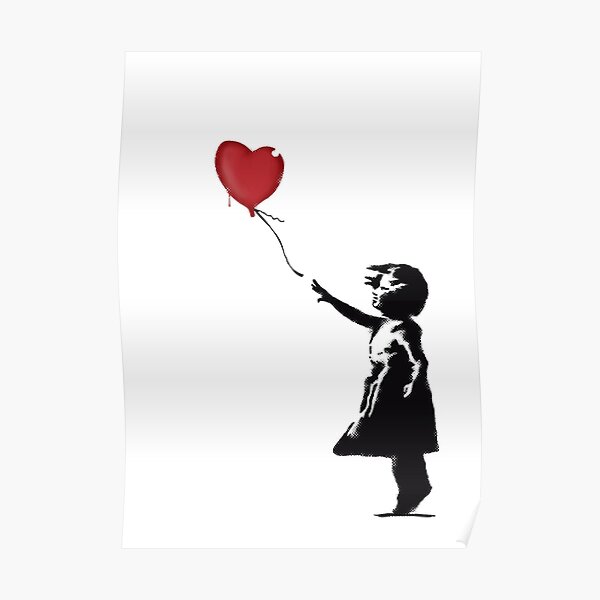 Banksy Girl with heart balloon graffiti street art Balloon Girl HD HIGH QUALITY ONLINE STORE Poster