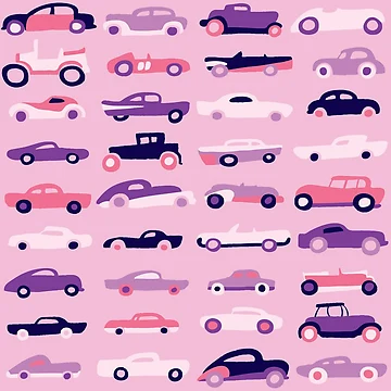 Artwork thumbnail, Classic Cars Pink Repeating Pattern by NiceButton