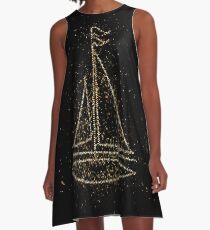 Sailing boat boat sail golden ornament Gold A-Line Dress