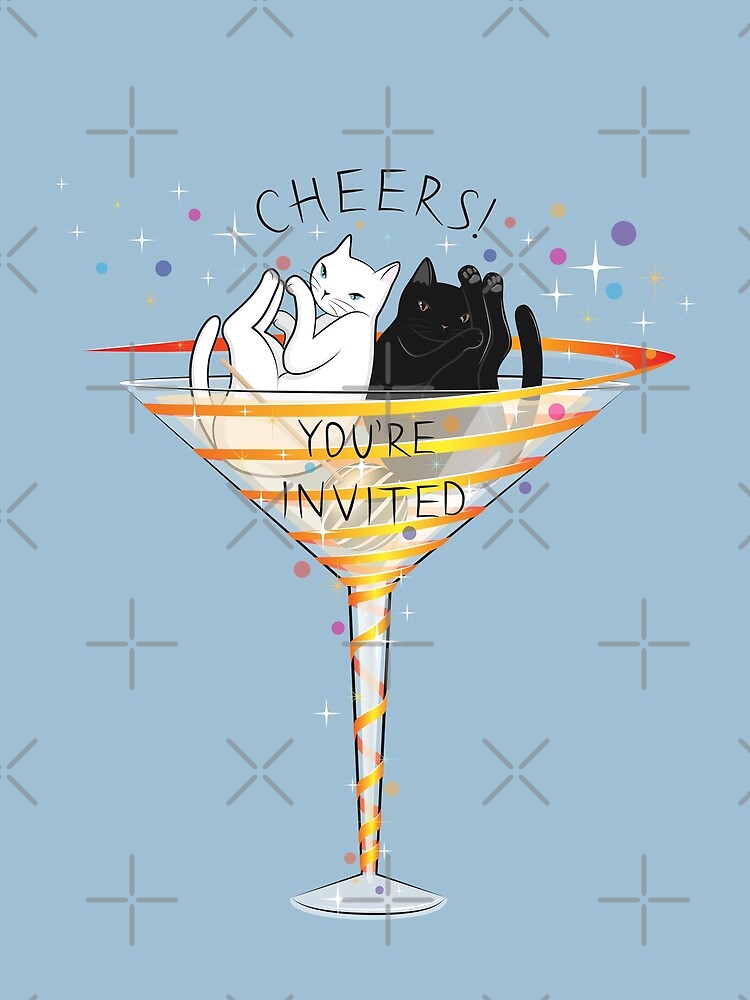 Cat Party Martini Glass Hand Painted Fun Cats Partying With Mice Cocktail  Glasses 