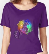 Sparkly Glittery Effect Purple Unicorn And Rainbow Women's Relaxed Fit T-Shirt