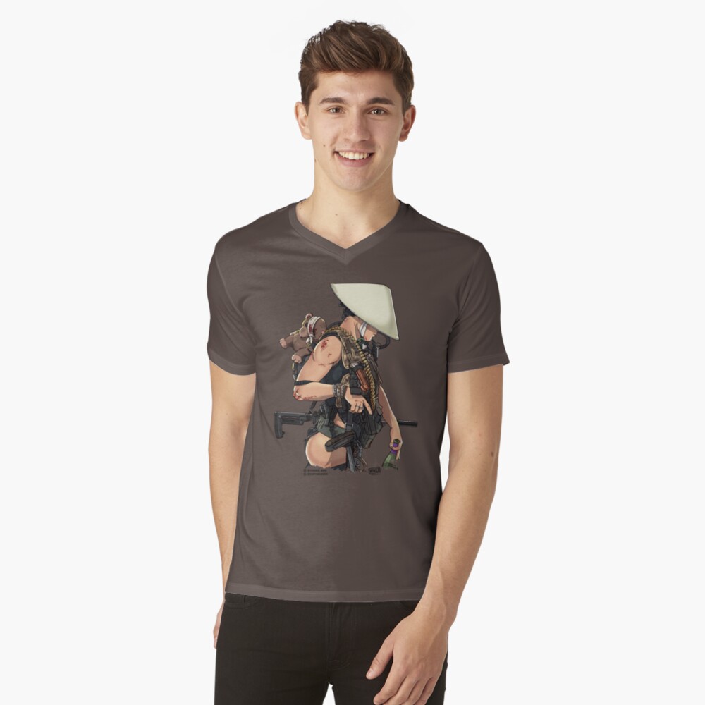 Vista previa del artículo con la obra «Camiseta de cuello en V», diseñado y vendido por hiwez.