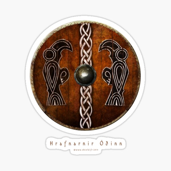 Bouclier Viking Corbeaux d'Odin Huginn & Muninn Sticker