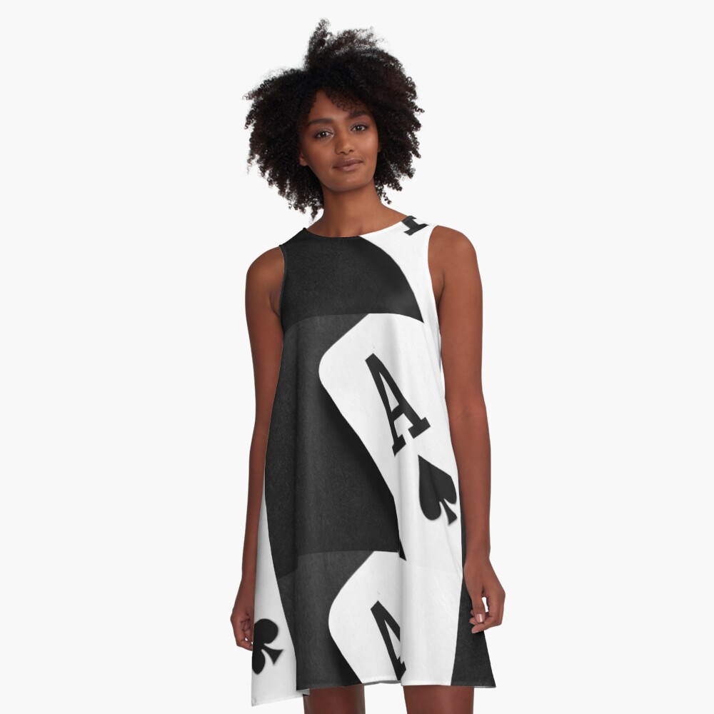 Ace of Spades Monochrome Playing Card A-Line Dress