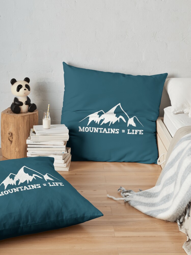Alternate view of Mountains = life Floor Pillow