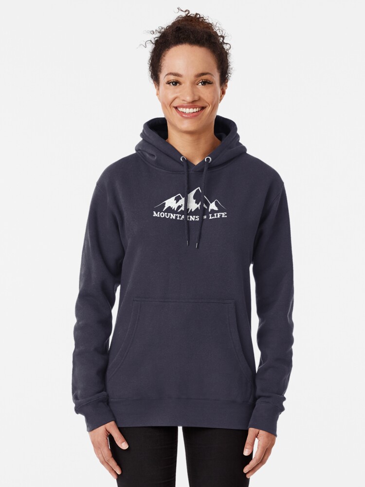 Alternate view of Mountains = life Pullover Hoodie
