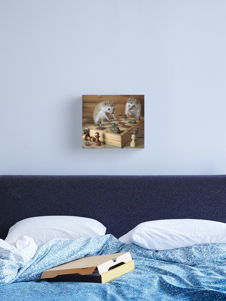 Thumbnail 2 of 3, Canvas Print, Hedgehogs - the chess players designed and sold by Eremina-Elena.