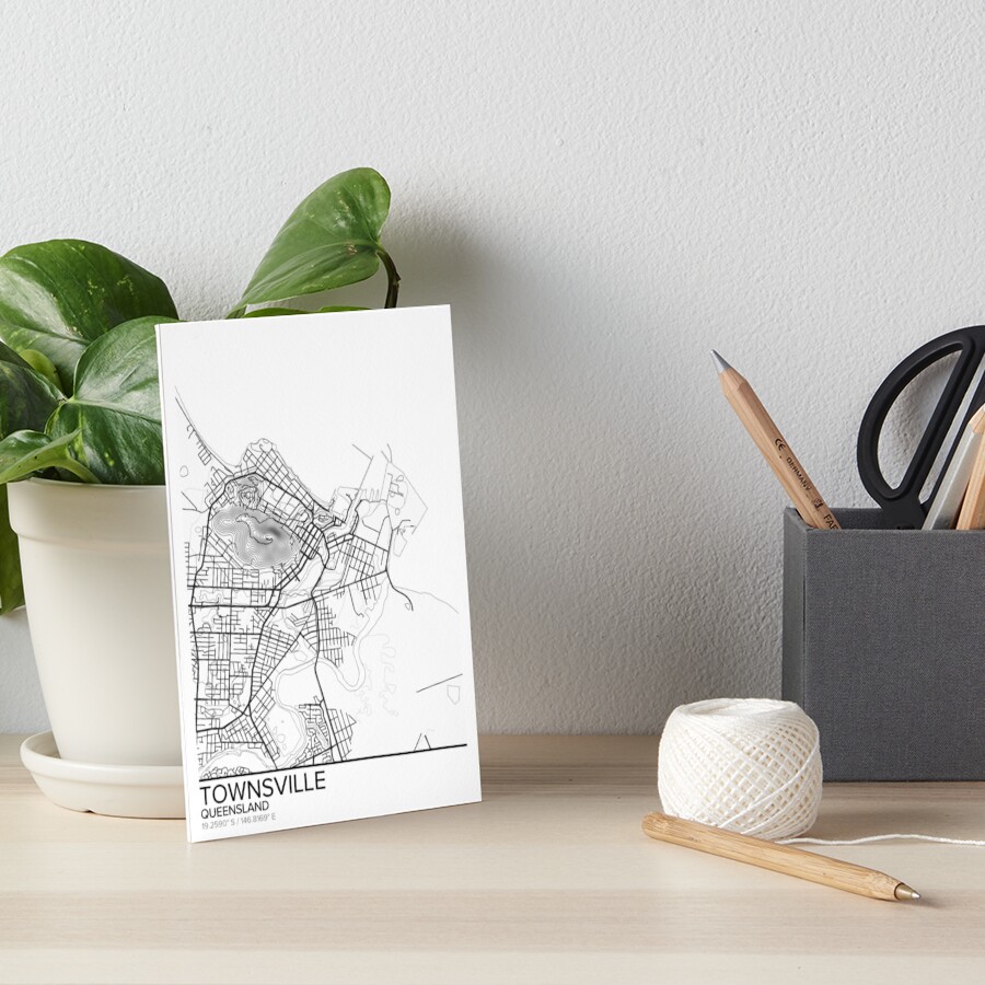 "Townsville map poster print wall art, Queensland gift printable, Home and Nursery, Modern map