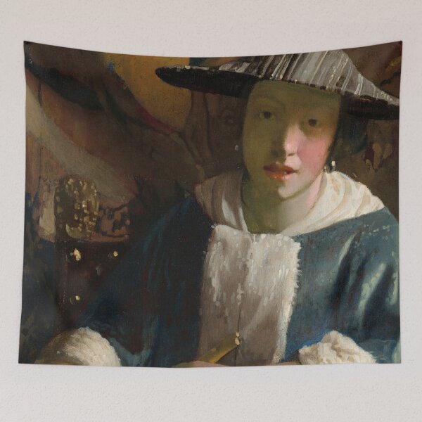 Item preview, Attributed to Johannes Vermeer, Girl with a Flute, 1665/1675 Painting designed and sold by VibrantDesign.