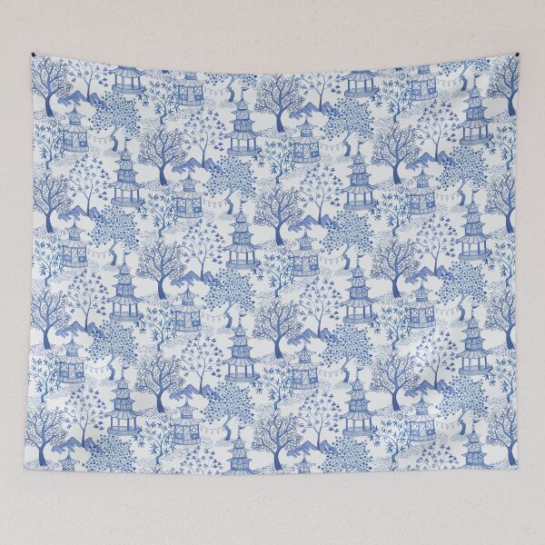 Item preview, Pagoda Forest in Blues designed and sold by Danikaherrick.